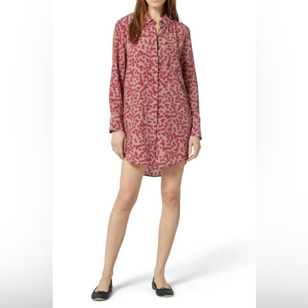 Equipment Scoutt Print Long Sleeve Silk Shirt dress. Size XXS.